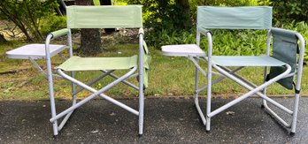 Folding Camping Chairs With Attached Tables - 2 Pieces