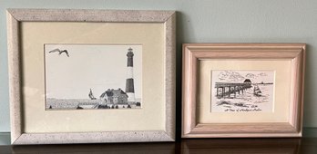 Derek Storm Artist Signed Print And A View Of Northport Harbor Print Framed - 2 Pieces