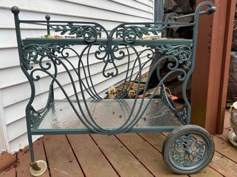 Wrought Iron Outdoor Patio Bar Cart