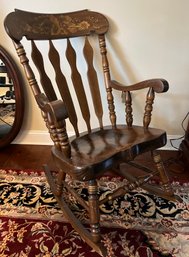 Hand Painted Solid Wood Vintage Rocking Chair