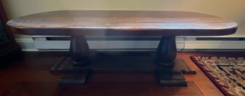 Ethan Allen Double Pedestal Solid Wood Coffee Table