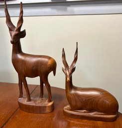 Hand Carved In Kenya Gazelles- 2 Pieces