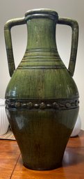 Large Green Double Handled Ceramic Vase