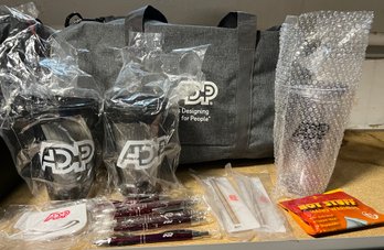 ADP Promotional Bag, Pens, Travel Cups, Assorted Lot - 15 Pieces