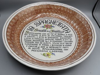 La Spaghettata B. Di Cresce Casano Pottery Serving Bowl With Recipe