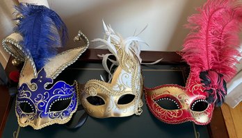 Pier 1 Imports Masquerade/mardi Gras Hand Painted Italy Masks - 3 Pieces