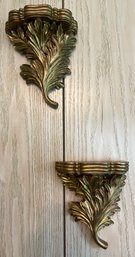 Gold Leaf Floating Shelves- Pair