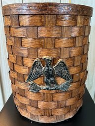 Basketville Woven Basket With Eagle Emblem Made In Putney Vermont