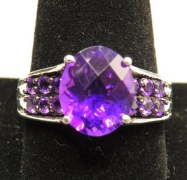 Sterling Silver 925/amethyst Simulant Ring - Size 11.5