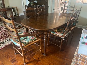 Solid Wood Dining Room Table & 6 Weaved Chairs