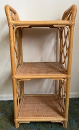 Bamboo And Wicker Sculpted End Table