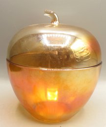 Amber Glass Apple Covered Jar
