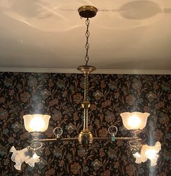 Vintage Brass 6 Arm Chandelier