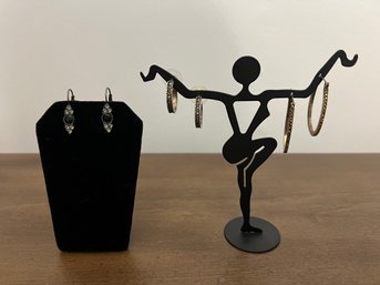 Costume Dangle And Hoop Earrings - 3 Pairs