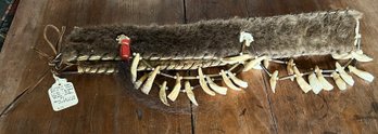 Buffalo Robe Belt With Hair Locks, Teeth & Trade Beads By David Fescier Wappinger