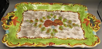 Deruta Hand Painted Ceramic Handled Serving Platter Made In Italy