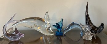 Murano And Baccarat Glass Art Work Figurines - 7 Pieces