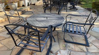 Cast Aluminum Table Fire Pit With 4 Chairs