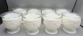 Footed Milk Glass Dessert Cups With Glass Insert - Set Of 8