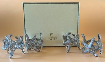 L'Objet Starfish Garland Napkin Jewels Platinum Plated, White Swarovski Crystals(Set Of 4)