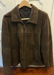 Tommy Hilfiger Brown Suede Zippered Jacket Size XL