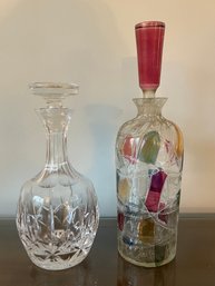 Atlantis Crystal Decanter & Mid-century Glass Decanter - 2 Pieces