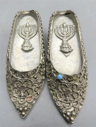 Made In Israel Decorative Miniature Shoes With Menorah - Pair