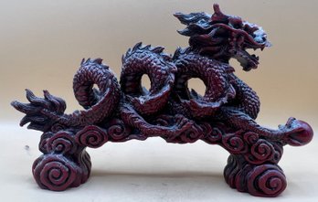 Chinese Dragon Resin Figurine Statue Cinnabar Red