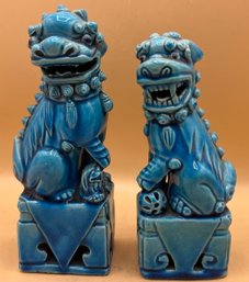 Chinese Blue Fo Dogs, - A Pair