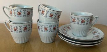Bone China Espresso Cups & Saucers - 8 Pieces