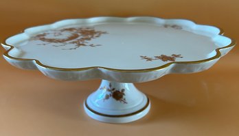 Limoges France Gilt Porcelain Cake Stand 'birds In Paradise'