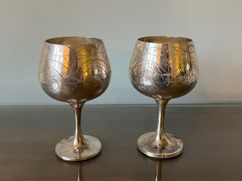 Sterling Silver .925 Etched Goblets - 16.55 OZT Total