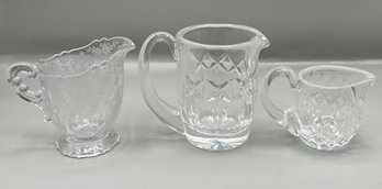 Assorted Glass Pitchers Lot Of 3