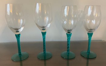 Cristal D'Arques-Durand Angelique Aqua Crystal Wine Glasses - 4 Pieces