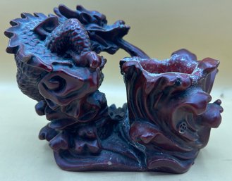 Red Colored Dragon Breathing Fire Pencil Holder