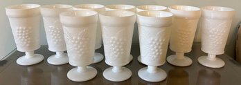 Anchor Hocking Milk Glass Footed Goblets - 10 Pieces