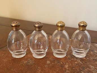 Glass Round Salt And Pepper Shakers - 4 Piece Lot