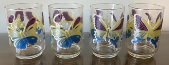 Libbey Butterfly Design Drinking Glasses - 4 Piece Lot