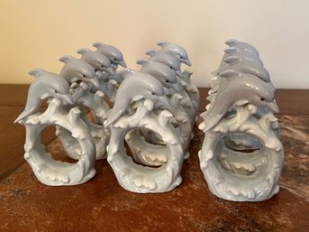 Porcelain Dolphin Napkin Holders- 12 Piece Lot