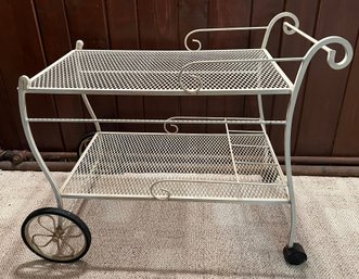 White Wrought Iron Bar Cart