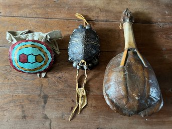 Native American Turtle Shell Instruments - 3 Pieces