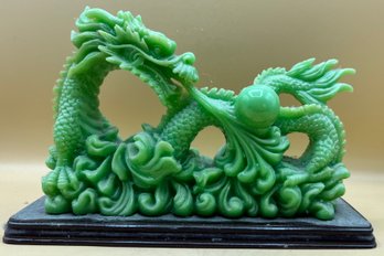 Oriental Furniture Green Imperial Dragon Statue