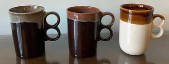 Double Fingered Glazed Mugs - 3 Pieces