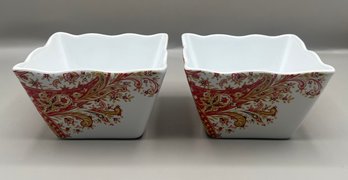 222 FIFTH Surya Saffron Square Bowls Lot Of 2