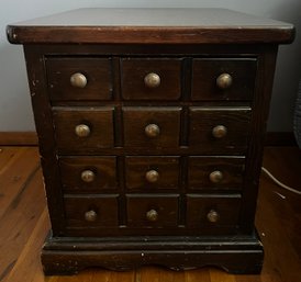 Apothecary Style Two Drawer Solid Wood End Table