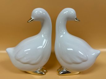 Porcelain Farmhouse Duck Figurines - 2 Pieces