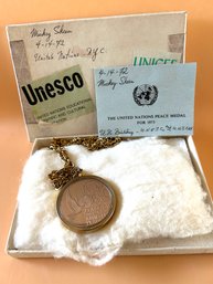 1973 United Nations Peace Medal Solid Bronze Franklin Mint 38mm