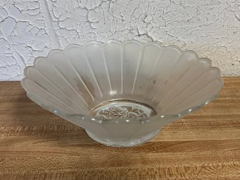 Frosted Scalloped Rose Imprint Centerpiece Bowl