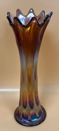 Fenton Iridescent Carnival Style Glass Swung Vase