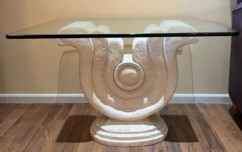 Glass Top Table With Plaster Base